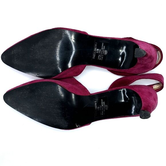 VTG Rush Hour Hot Pink Fuchsia Magenta Suede Strappy Slingback 3" Heels Sz 10 - Picture 6 of 8
